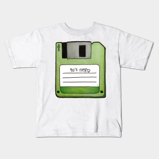 90's Nerd, Colorful - Retro Floppy Disc Drawing Kids T-Shirt